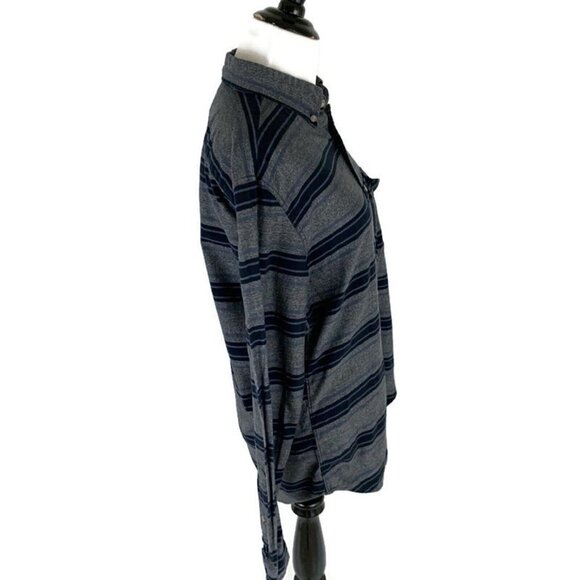 J. Crew Men's S Small Button Down Shirt "Workshirt" Striped Gray Blue Cotton - Picture 3 of 7